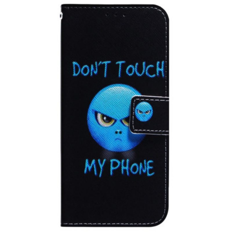 Folio-hoesje voor Poco X4 Pro 5G Emoji Raak Mijn Telefoon Niet Aan