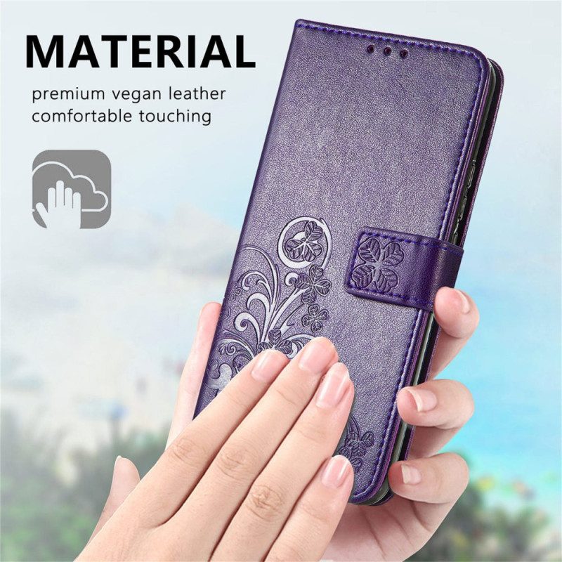 Folio-hoesje voor Poco X4 Pro 5G Met Ketting Bloemenpatroon Met Bandjes