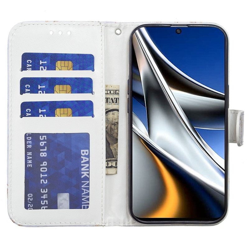 Folio-hoesje voor Poco X4 Pro 5G Met Ketting Strakke Wolf