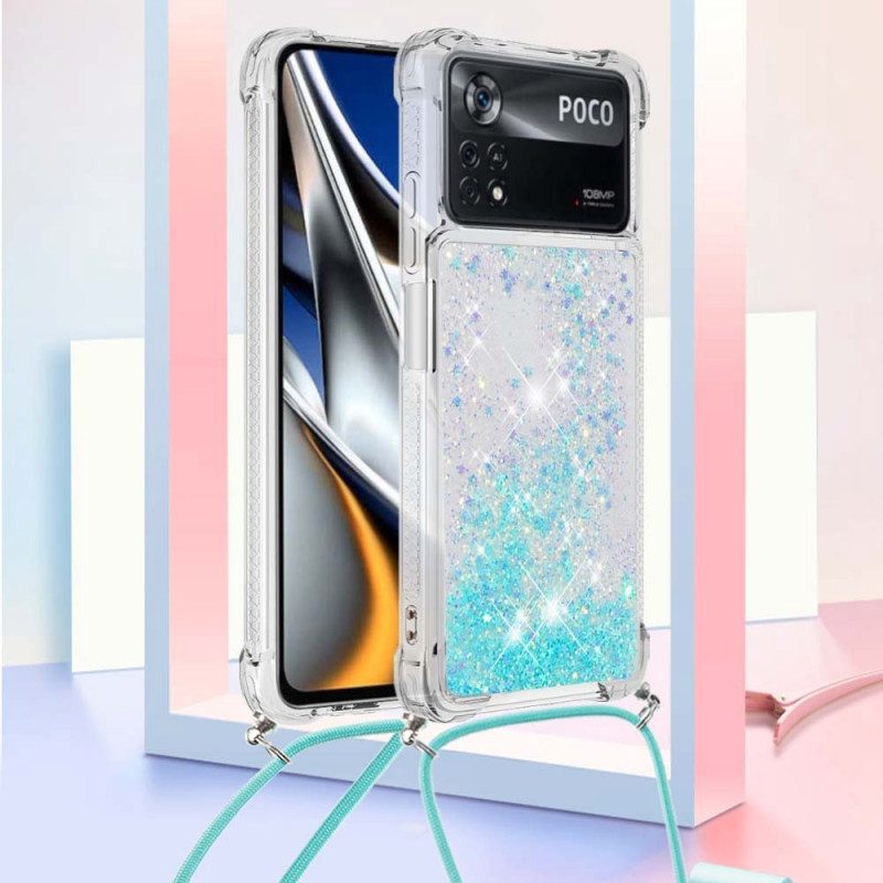 Telefoonhoesje voor Poco X4 Pro 5G Paillettenboom Met Trekkoord