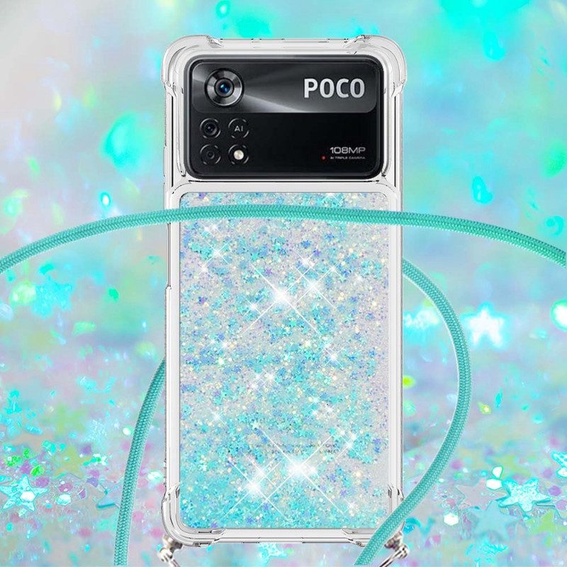 Telefoonhoesje voor Poco X4 Pro 5G Paillettenboom Met Trekkoord