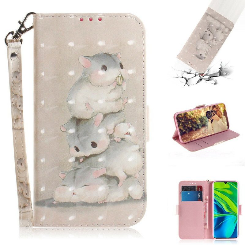Flip Case voor Xiaomi Mi Note 10 / 10 Pro Met Ketting String Hamsters