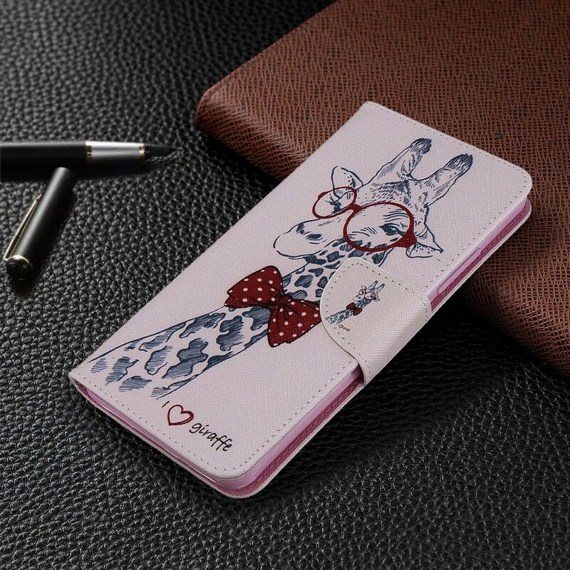 Leren Hoesje voor Xiaomi Mi Note 10 / 10 Pro Slimme Giraf