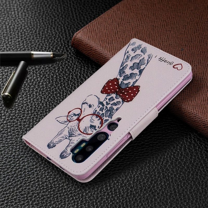 Leren Hoesje voor Xiaomi Mi Note 10 / 10 Pro Slimme Giraf