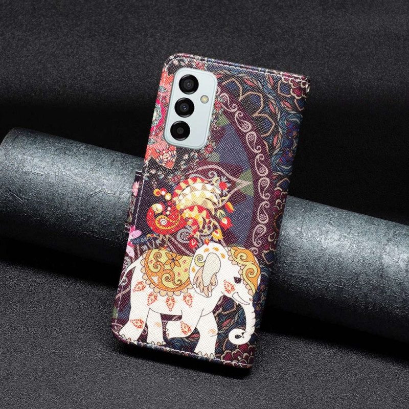 Leren Hoesje voor Samsung Galaxy M23 5G Stammen Olifant