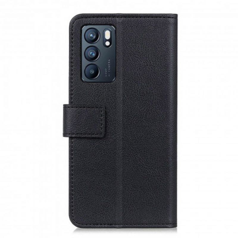 Folio-hoesje voor Oppo Reno 6 5G Eenvoudig Klassiek Leereffect