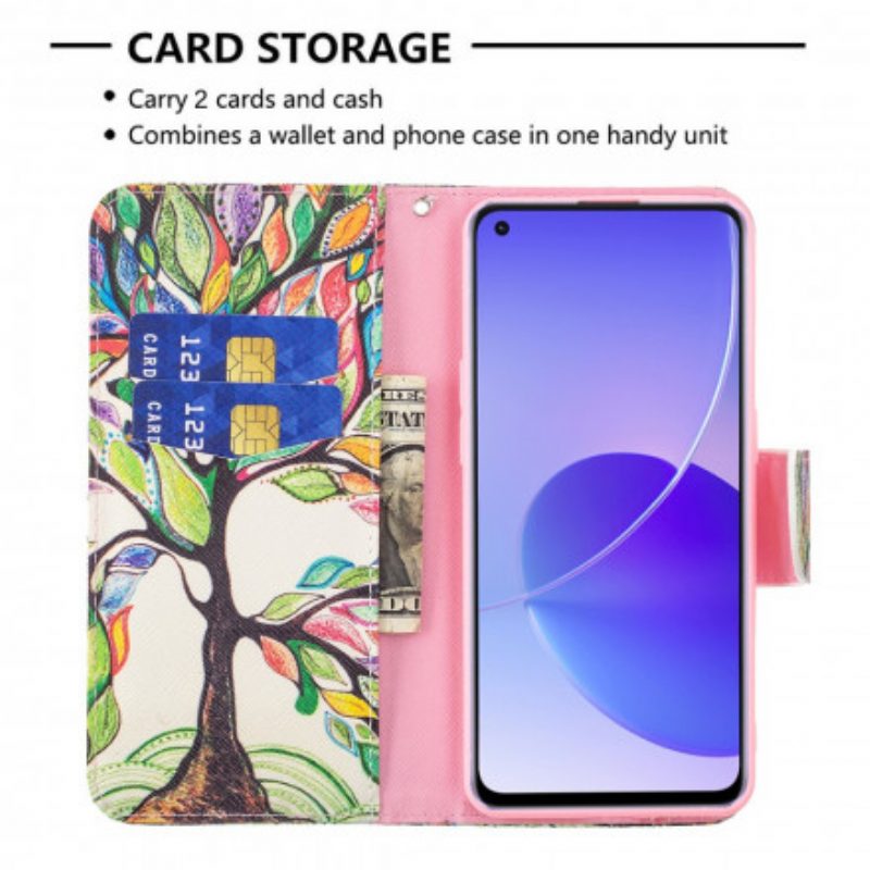 Folio-hoesje voor Oppo Reno 6 5G Kleurrijke Boom
