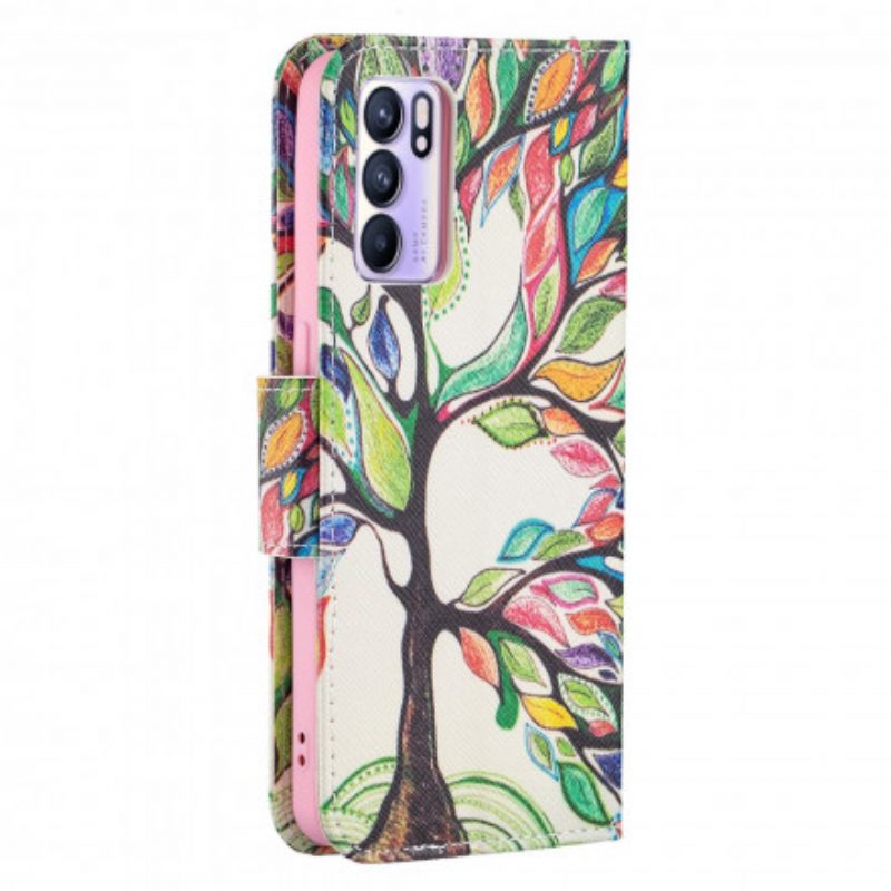 Folio-hoesje voor Oppo Reno 6 5G Kleurrijke Boom