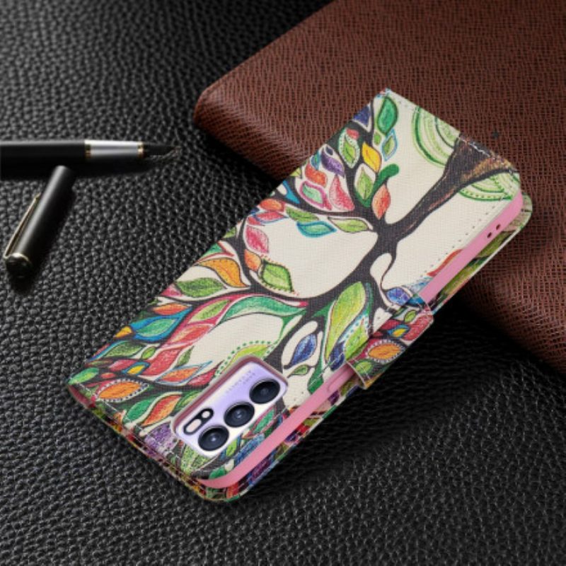 Folio-hoesje voor Oppo Reno 6 5G Kleurrijke Boom