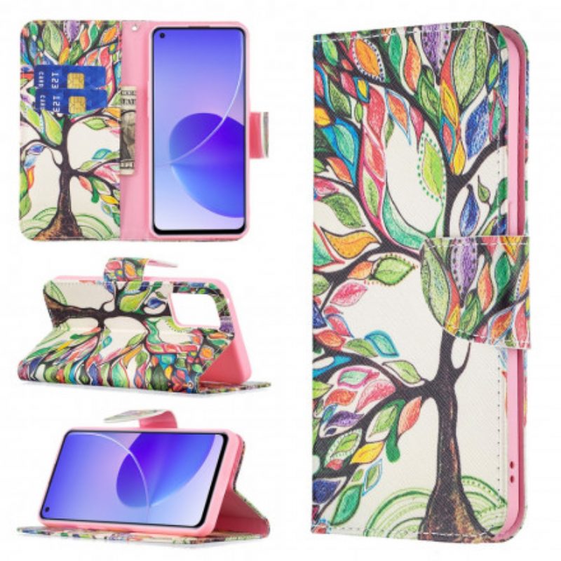 Folio-hoesje voor Oppo Reno 6 5G Kleurrijke Boom