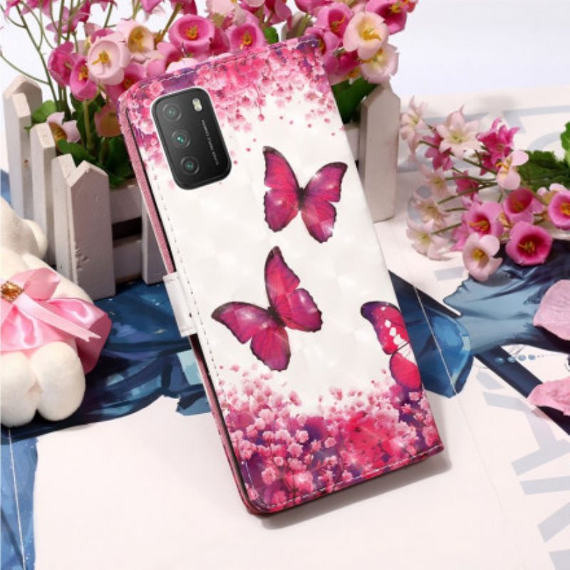 Folio-hoesje voor Poco M3 Rode Vlinders
