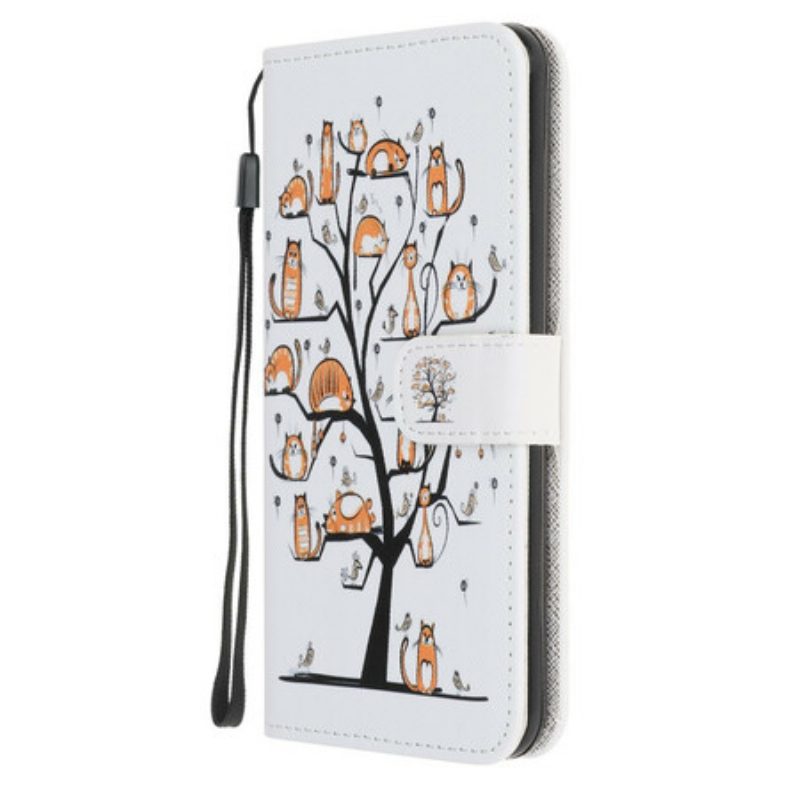Leren Hoesje voor Poco M3 Met Ketting Funky Cats Met Riem