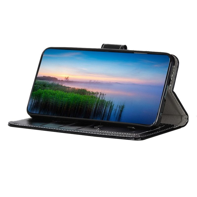 Folio-hoesje voor Realme GT2 Pro Gelakt Met Naden