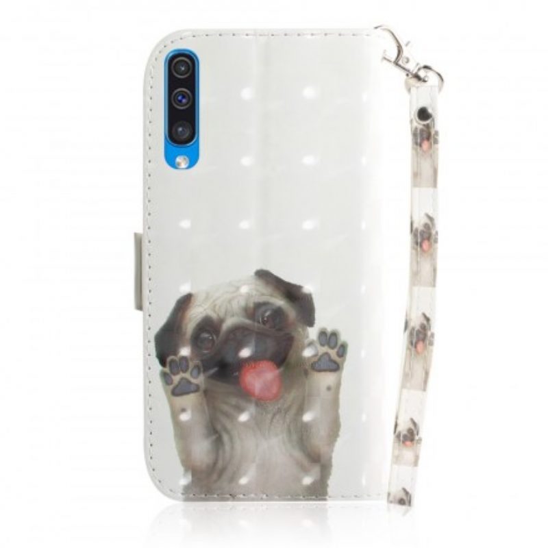 Folio-hoesje voor Samsung Galaxy A50 Met Ketting Hou Van Mijn Hondenriem