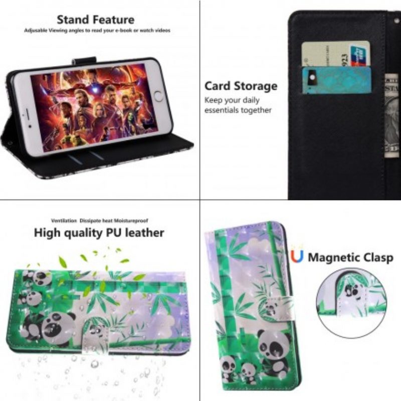 Folio-hoesje voor Samsung Galaxy A50 Panda-familie
