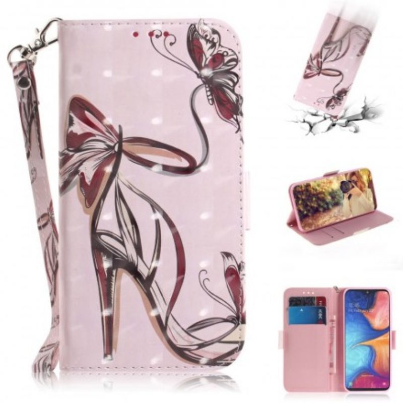 Folio-hoesje voor Samsung Galaxy A20e Met Ketting Pompoen Met Bandjes