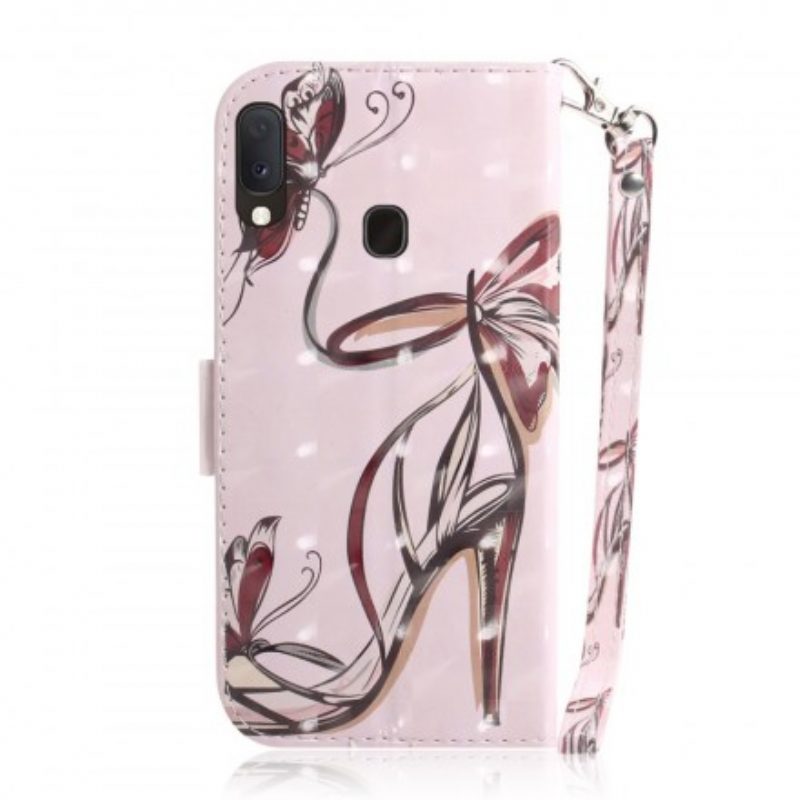 Folio-hoesje voor Samsung Galaxy A20e Met Ketting Pompoen Met Bandjes