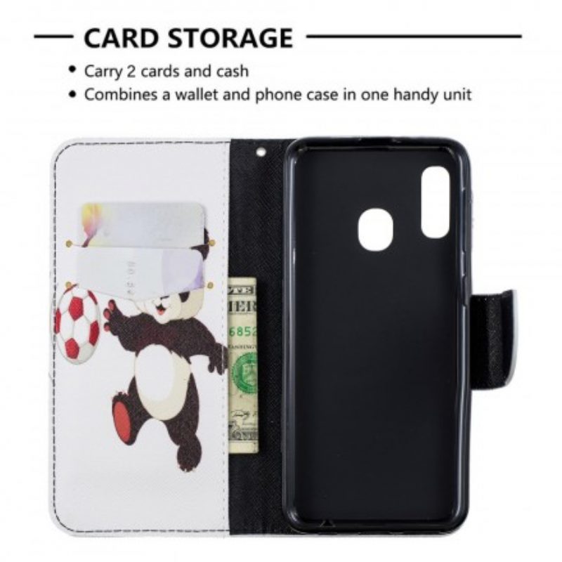Folio-hoesje voor Samsung Galaxy A20e Panda Voetbal