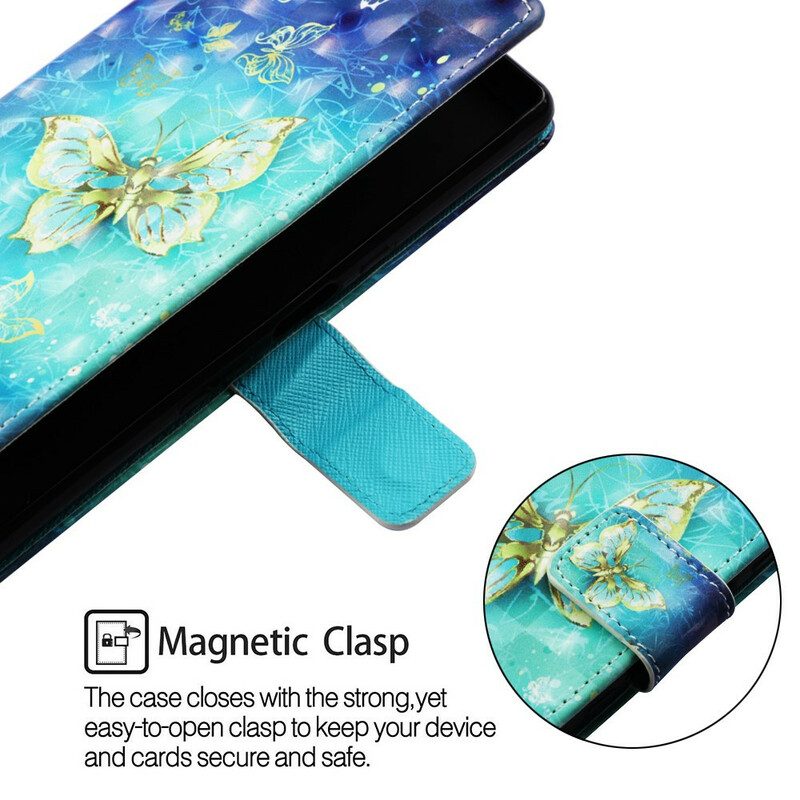 Leren Hoesje voor Samsung Galaxy A20e Gouden Vlinders