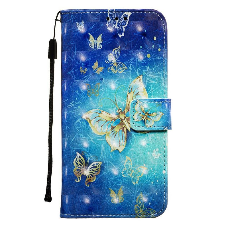 Leren Hoesje voor Samsung Galaxy A20e Gouden Vlinders