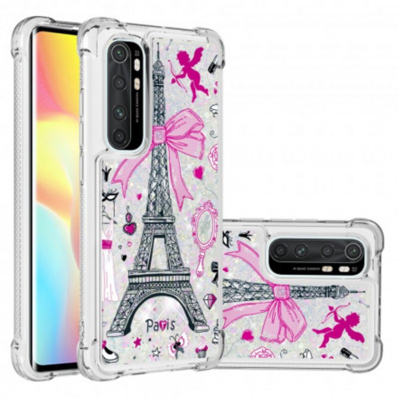 Hoesje voor Xiaomi Mi Note 10 Lite Pailletten Van De Eiffeltoren