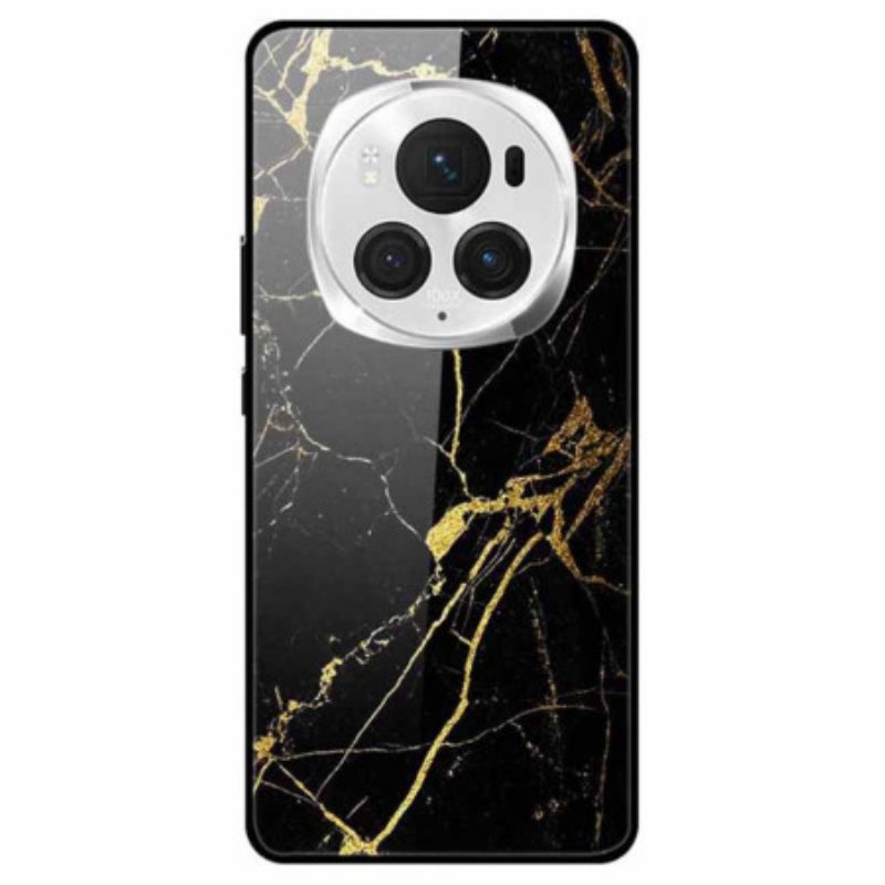 Hoesje Honor Magic 6 Pro Marmerpatroon Van Gehard Glas