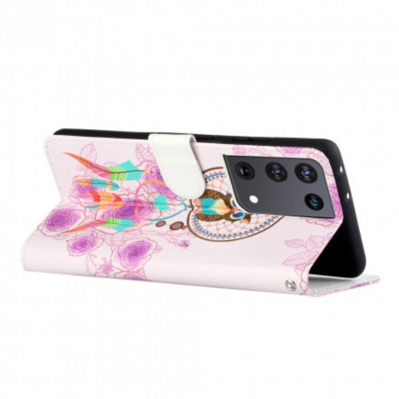 Flip Case voor Samsung Galaxy S21 Ultra 5G Koning Uil