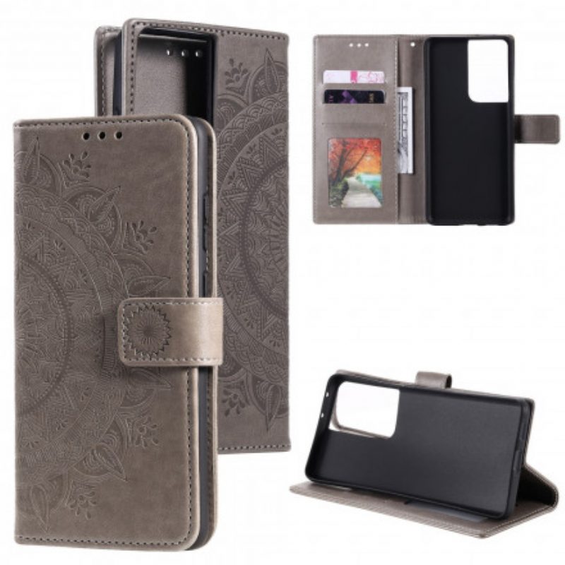 Folio-hoesje voor Samsung Galaxy S21 Ultra 5G Zon Mandala