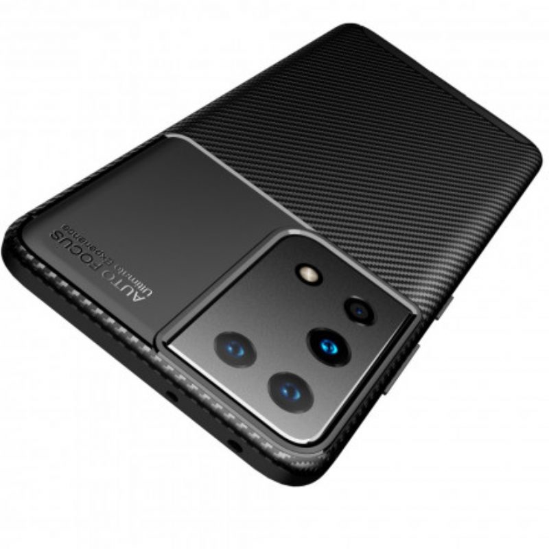Telefoonhoesje voor Samsung Galaxy S21 Ultra 5G Flexibele Koolstofvezeltextuur