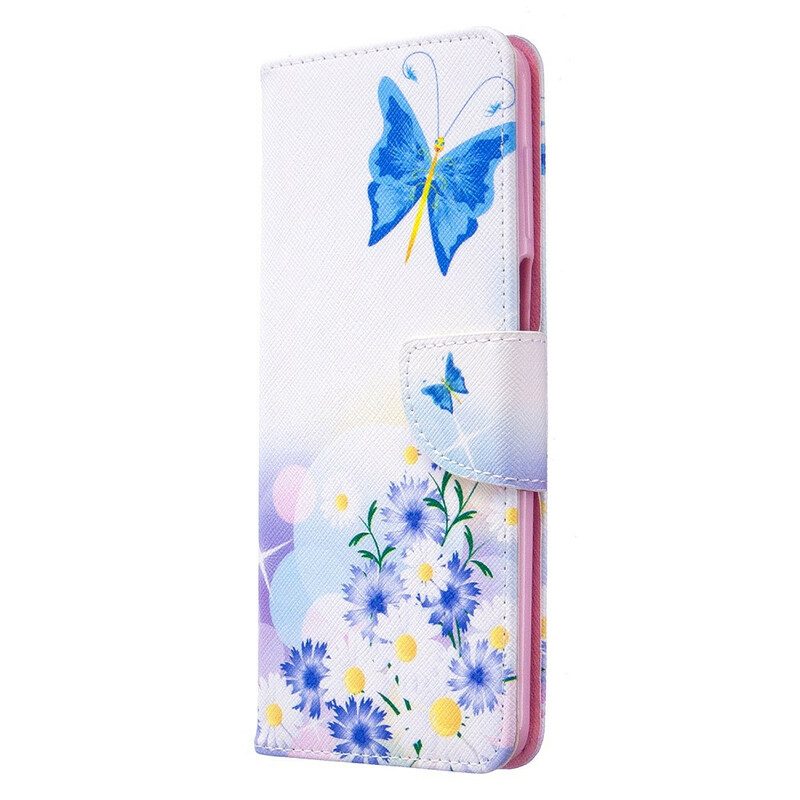 Folio-hoesje voor Xiaomi Redmi Note 9S / 9 Pro Geschilderde Vlinders En Bloemen