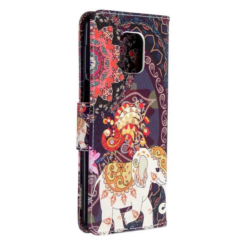 Leren Hoesje voor Xiaomi Redmi Note 9S / 9 Pro Indische Olifanten