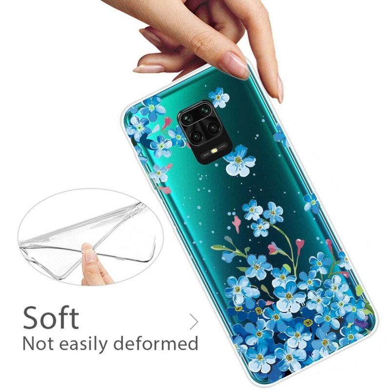 Telefoonhoesje voor Xiaomi Redmi Note 9S / 9 Pro Blauwe Bloemen