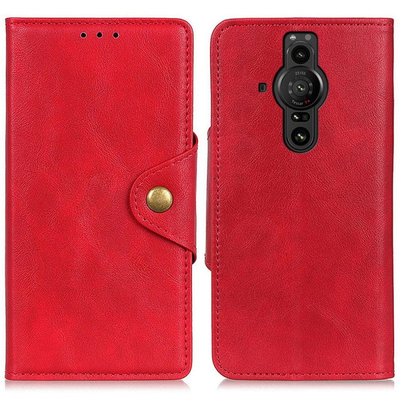 Folio-hoesje voor Sony Xperia Pro-I Decoratieve Knoop Van Imitatieleer