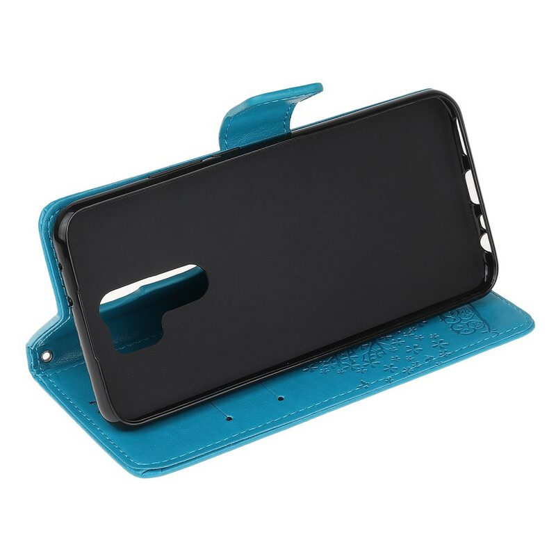 Folio-hoesje voor Xiaomi Redmi 9 Met Ketting String Boom En Uilen