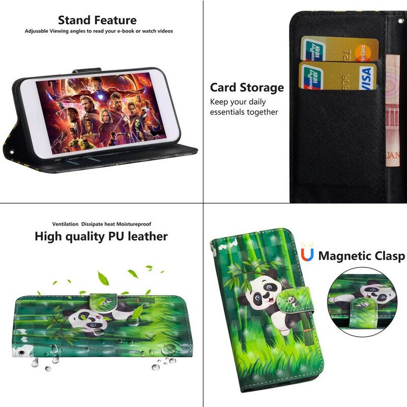 Folio-hoesje voor iPhone 12 Mini Panda En Bamboe