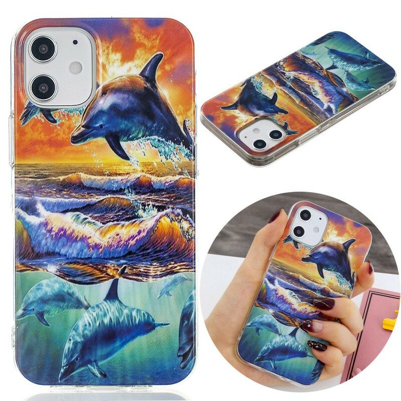 Hoesje voor iPhone 12 Mini Dolfijnen In Vrijheid