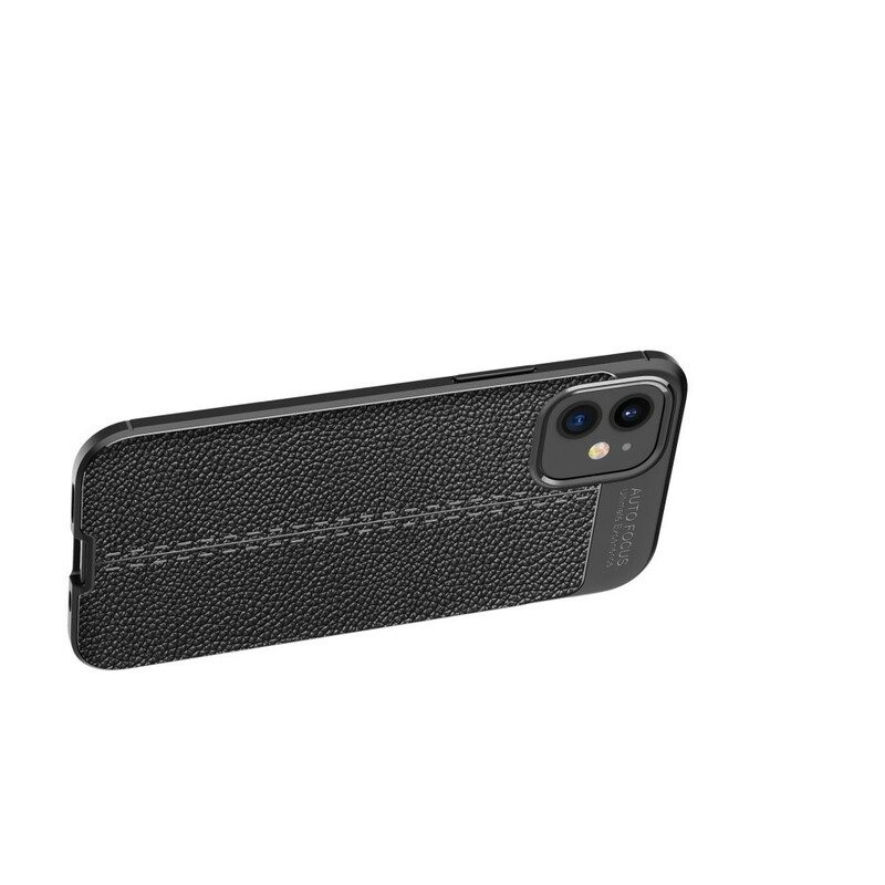 Hoesje voor iPhone 12 Mini Dubbellijnig Litchi-leereffect