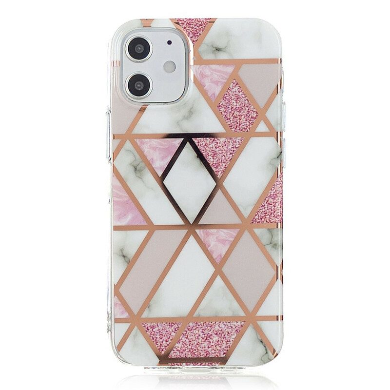 Hoesje voor iPhone 12 Mini Marmerkleurige Geometrie 2