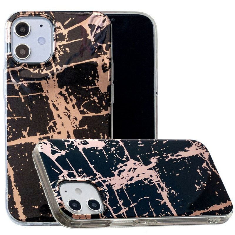 Hoesje voor iPhone 12 Mini Marmerkleurige Geometrie 2