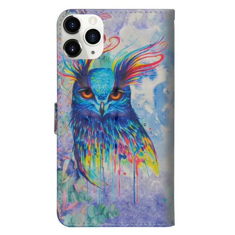 Leren Hoesje voor iPhone 12 Mini Aquarel Vogel