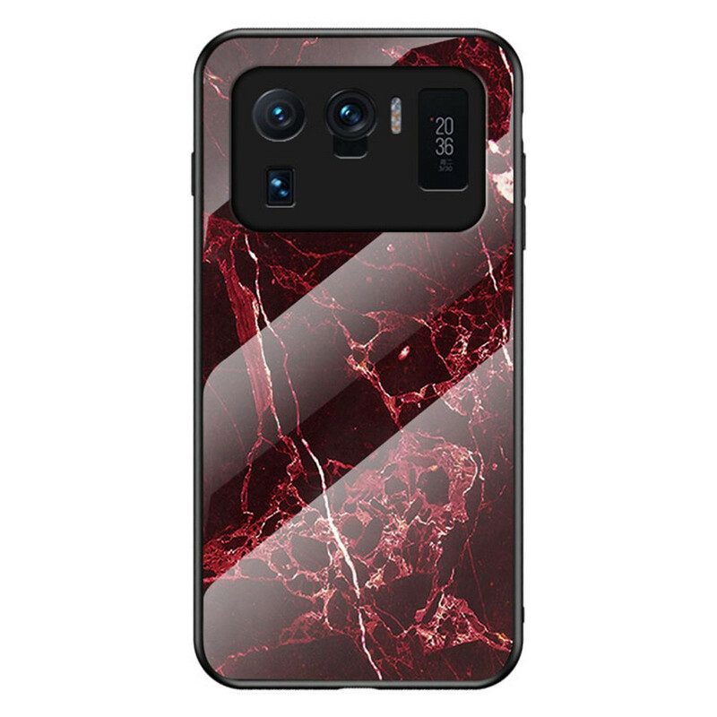 Hoesje voor Xiaomi Mi 11 Ultra Gekleurd Marmer Gehard Glas