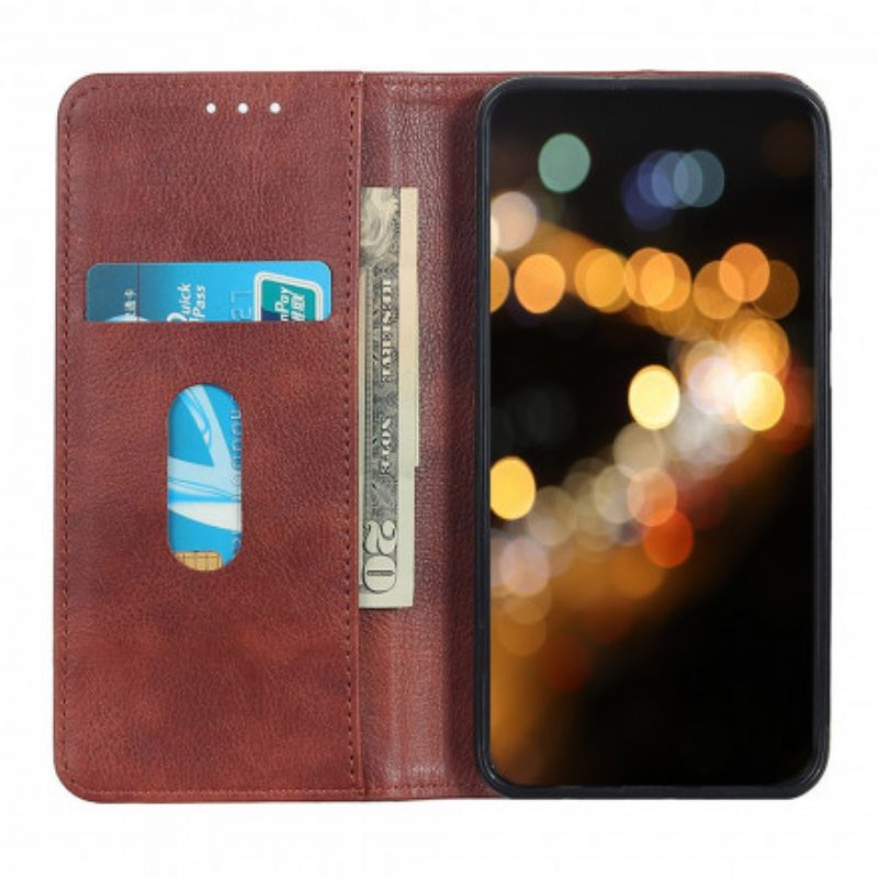 Bescherming Hoesje voor Samsung Galaxy A22 5G Folio-hoesje Elegantie Split Litchi Leer