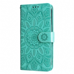 Folio-hoesje Google Pixel 9 Pro Xl Telefoonhoesje Zonnebloempatroon Met Riempje