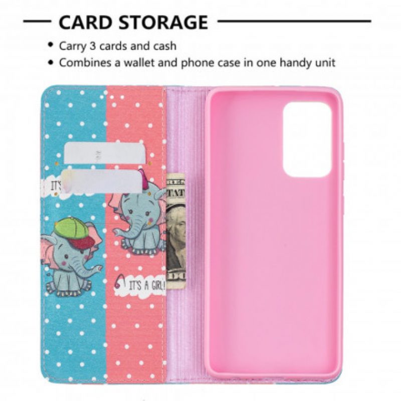 Bescherming Hoesje voor Samsung Galaxy A72 4G / A72 5G Folio-hoesje Baby Olifanten
