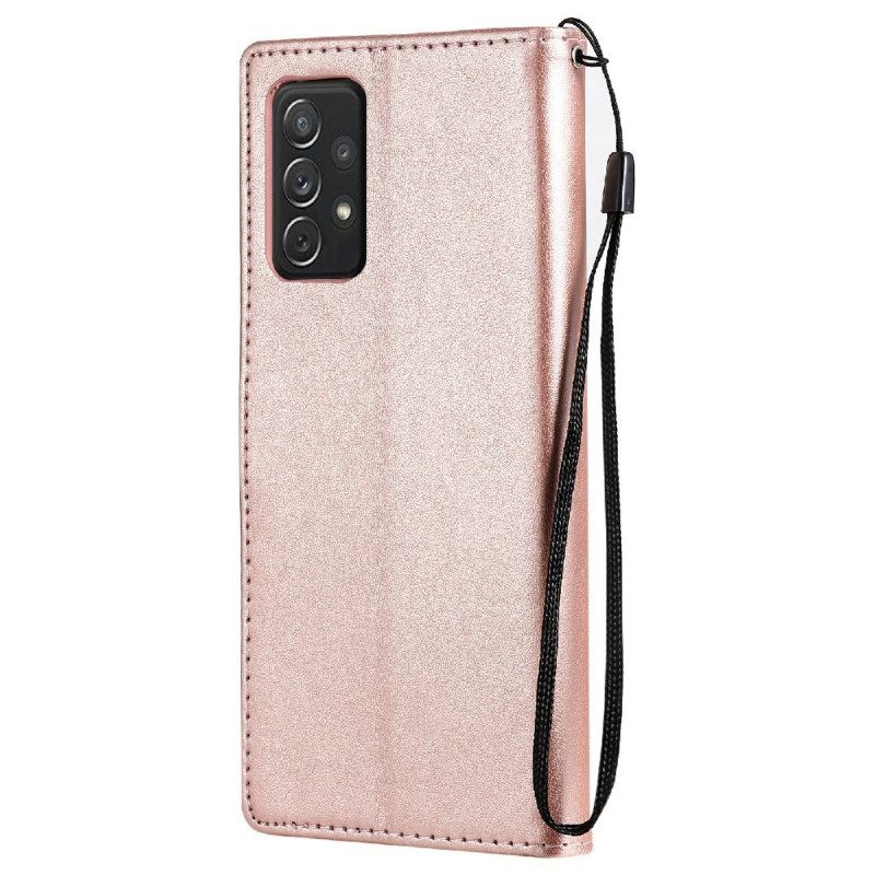Folio-hoesje voor Samsung Galaxy A72 4G / A72 5G Met Ketting Kat En Bij Met Lanyard