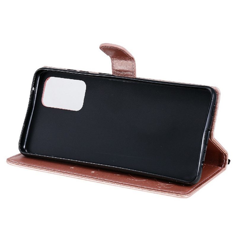 Folio-hoesje voor Samsung Galaxy A72 4G / A72 5G Met Ketting Kat En Bij Met Lanyard