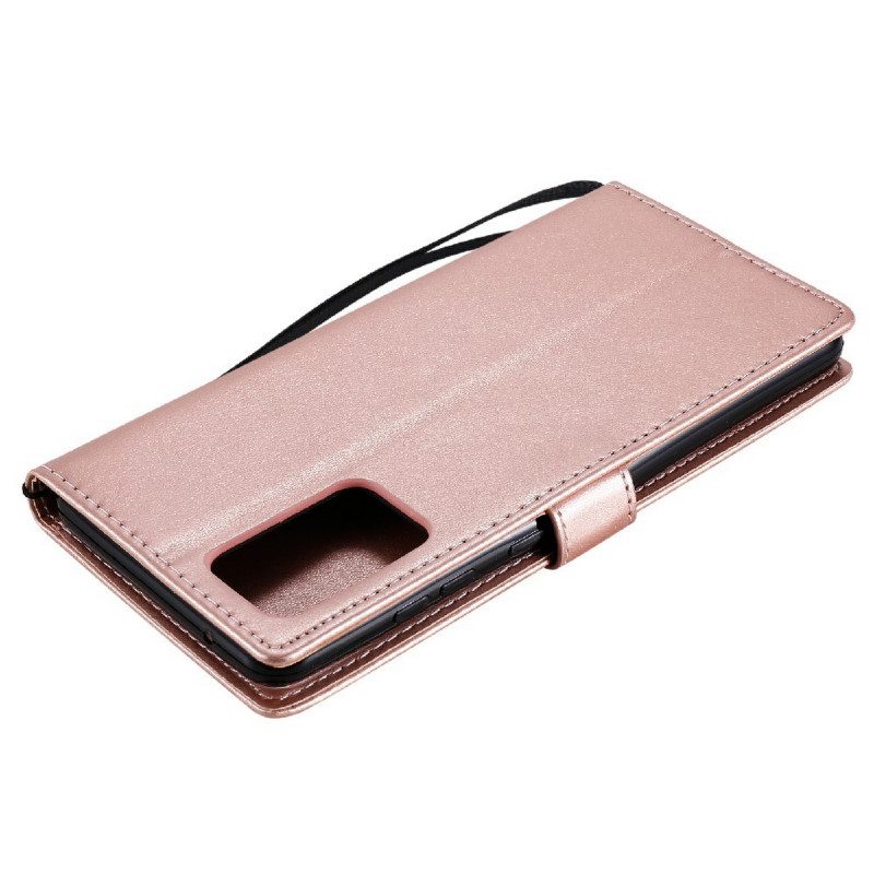 Folio-hoesje voor Samsung Galaxy A72 4G / A72 5G Met Ketting Kat En Bij Met Lanyard