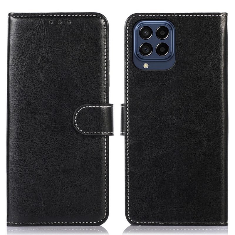 Folio-hoesje voor Samsung Galaxy M53 5G Leerstijl En Naden
