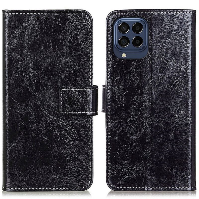 Leren Hoesje voor Samsung Galaxy M53 5G Glanzend Kunstleer En Stiksels