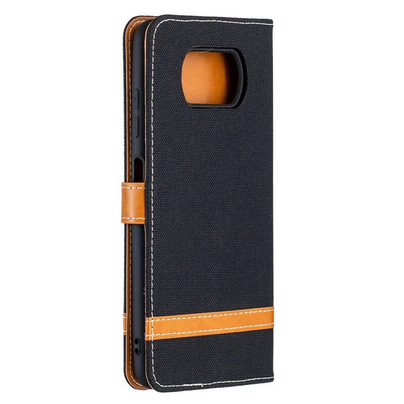 Folio-hoesje voor Poco X3 / X3 Pro / X3 NFC Met Ketting Band Van Stof En Leereffect